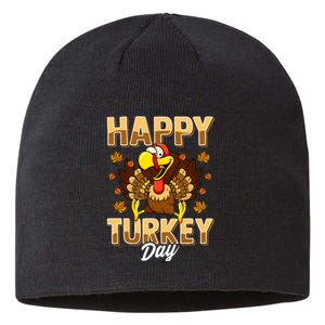 Happy Turkey Day Thanksgiving Day Holiday Gift Sustainable Beanie