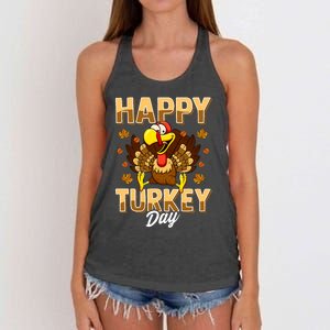 Happy Turkey Day Thanksgiving Day Holiday Gift Women's Knotted Racerback Tank