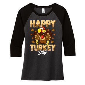 Happy Turkey Day Thanksgiving Day Holiday Gift Women's Tri-Blend 3/4-Sleeve Raglan Shirt