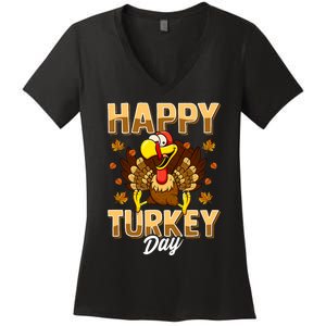 Happy Turkey Day Thanksgiving Day Holiday Gift Women's V-Neck T-Shirt