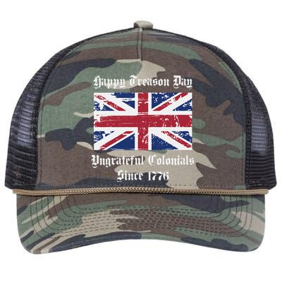 Happy Treason Day Ungrateful Colonials Retro Rope Trucker Hat Cap