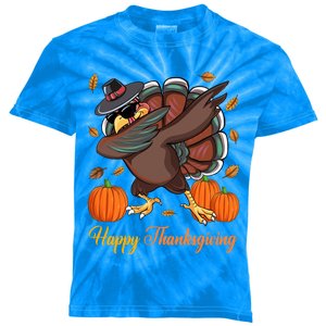 Happy Thanksgiving Day Dabbing Turkey Sunglasses Pumpkin Gift Kids Tie-Dye T-Shirt