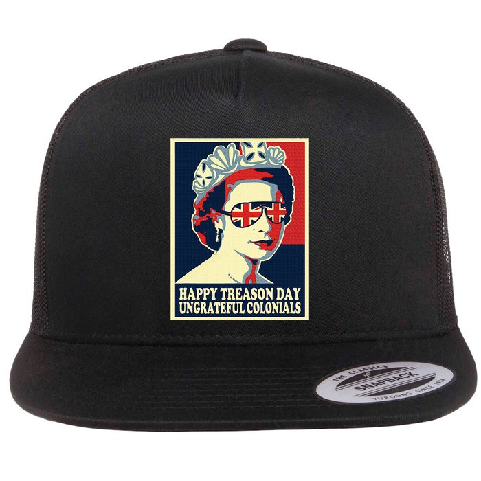 Happy Treason Day 4th Of July British Colonials Flag Flat Bill Trucker Hat