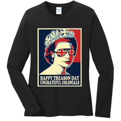 Happy Treason Day 4th Of July British Colonials Flag Ladies Long Sleeve Shirt