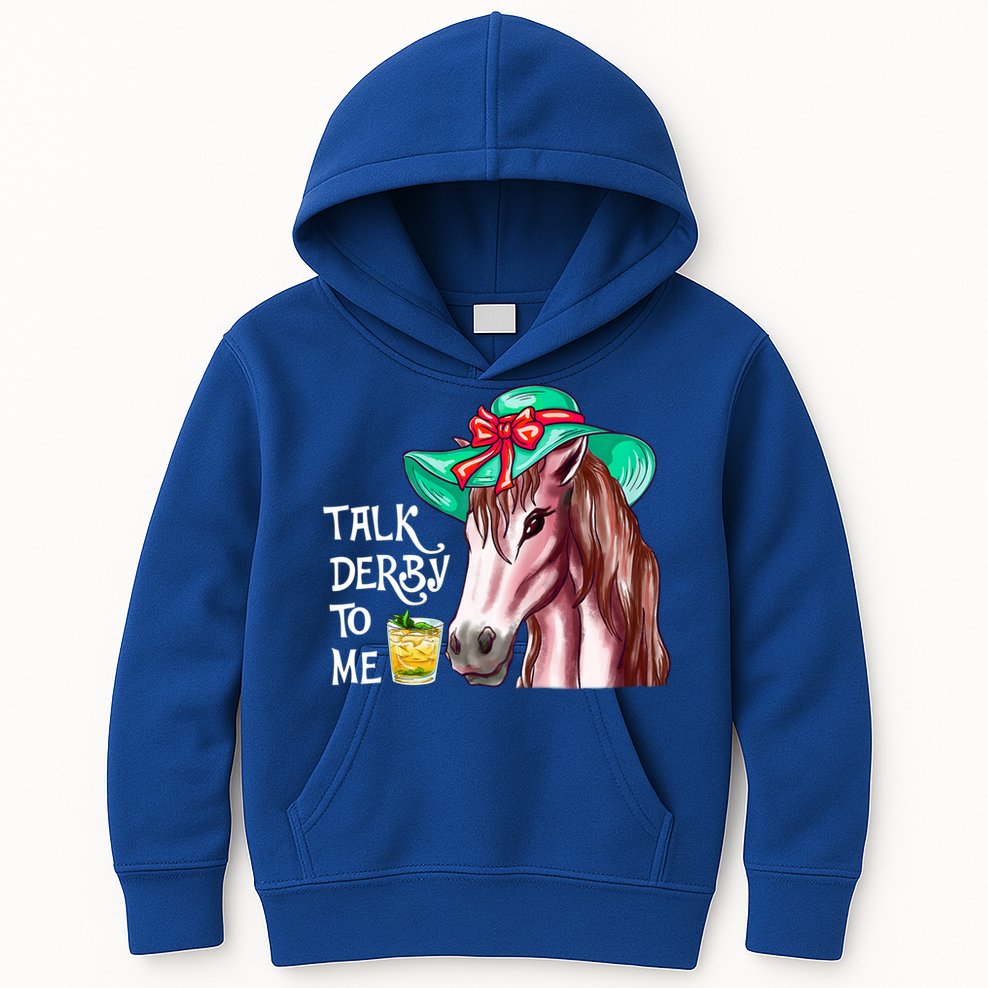 Horse Talk Derby To Me Mint Juleps Funny Derby Horse Racing Gift Kids Hoodie