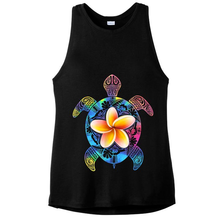 Hawaiian Tie Dye Sea Turtle Gift Cool Hawaii Gift For Men And Women Ladies PosiCharge Tri-Blend Wicking Tank