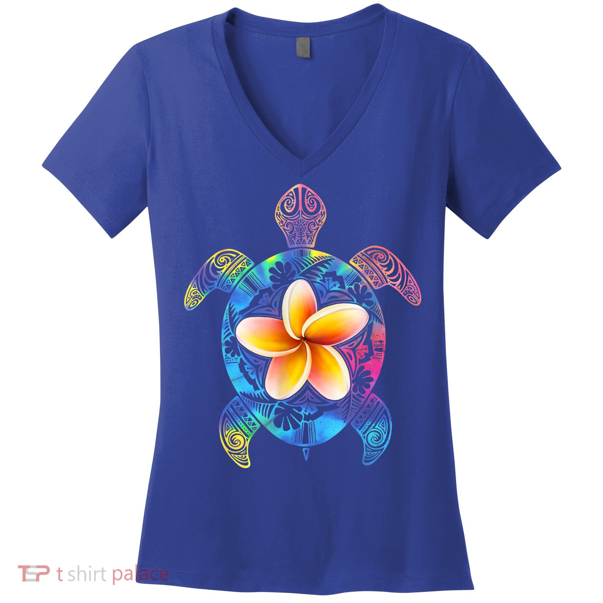 Hawaiian Tie Dye Sea Turtle Gift Cool Hawaii Gift For Men And Women Women's V-Neck T-Shirt
