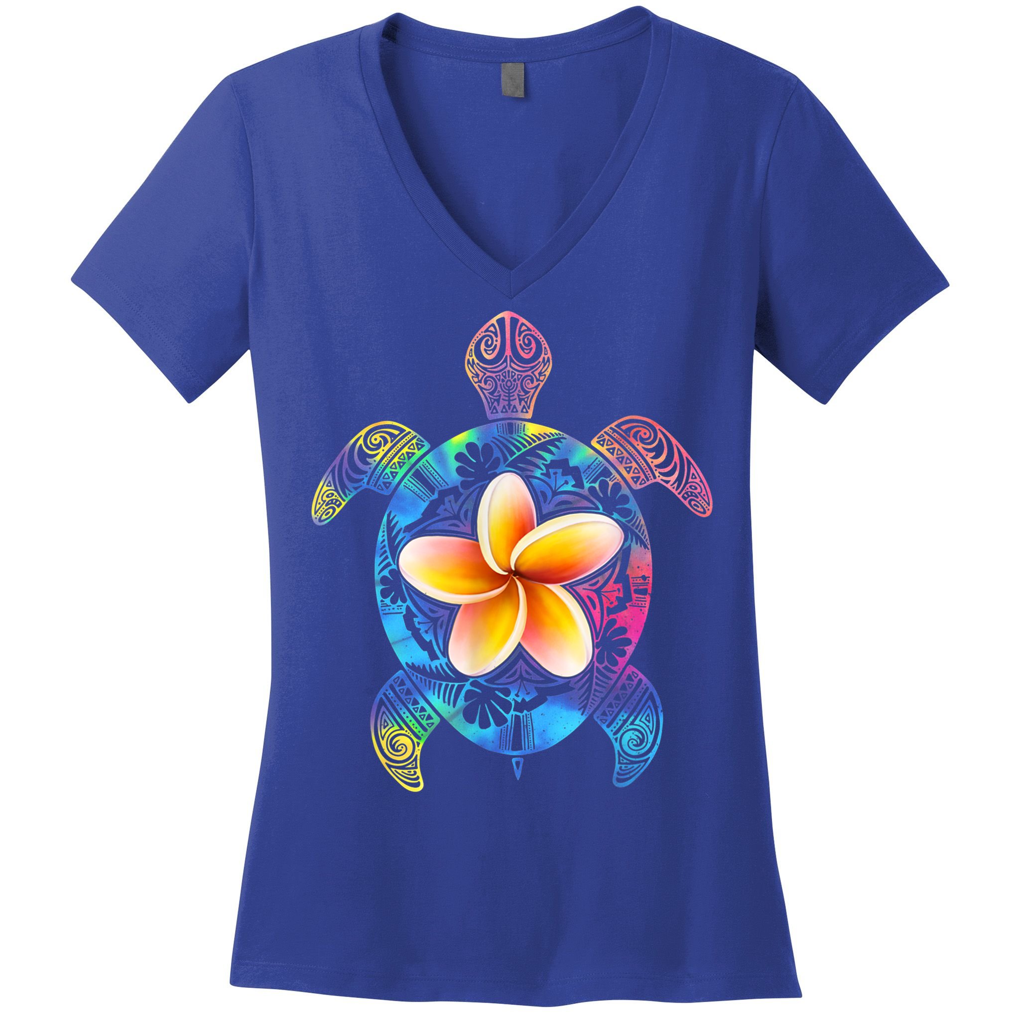Hawaiian Tie Dye Sea Turtle Gift Cool Hawaii Gift For Men And Women Women's V-Neck T-Shirt