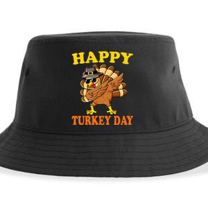 Happy Turkey Day  Cute Little Pilgrim Gift Thanksgiving Sustainable Bucket Hat