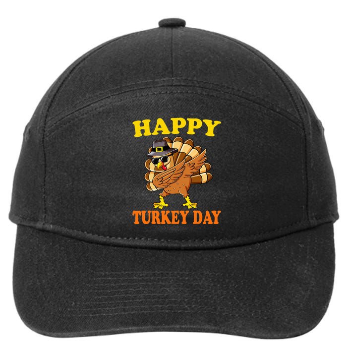 Happy Turkey Day  Cute Little Pilgrim Gift Thanksgiving 7-Panel Snapback Hat