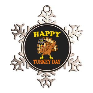 Happy Turkey Day  Cute Little Pilgrim Gift Thanksgiving Metallic Star Ornament