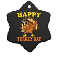 Happy Turkey Day  Cute Little Pilgrim Gift Thanksgiving Ceramic Star Ornament