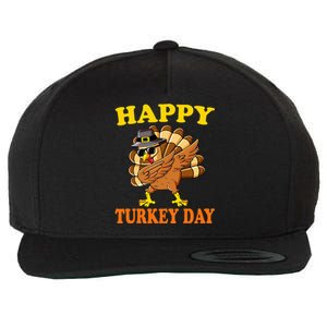 Happy Turkey Day  Cute Little Pilgrim Gift Thanksgiving Wool Snapback Cap