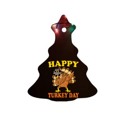 Happy Turkey Day  Cute Little Pilgrim Gift Thanksgiving Ceramic Tree Ornament