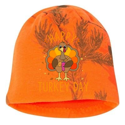 Happy Turkey Day Cute Turkey Gift Thanksgiving Meaningful Gift Kati - Camo Knit Beanie