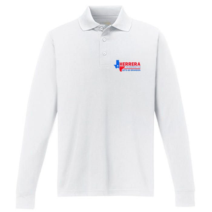 Herrera Tx District 23 LetS Go Brandon 2024 Quote Performance Long Sleeve Polo