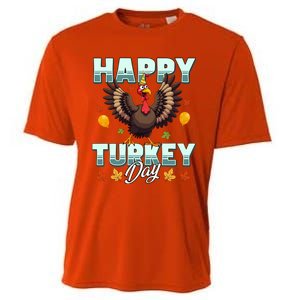 Happy Turkey Day Thanksgiving Birthday Funny Turkey Meaningful Gift Cooling Performance Crew T-Shirt