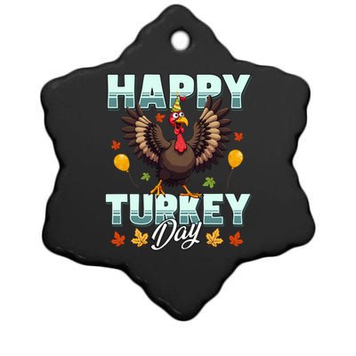 Happy Turkey Day Thanksgiving Birthday Funny Turkey Meaningful Gift Ceramic Star Ornament