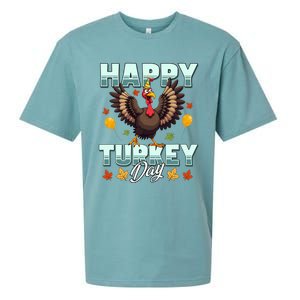 Happy Turkey Day Thanksgiving Birthday Funny Turkey Meaningful Gift Sueded Cloud Jersey T-Shirt