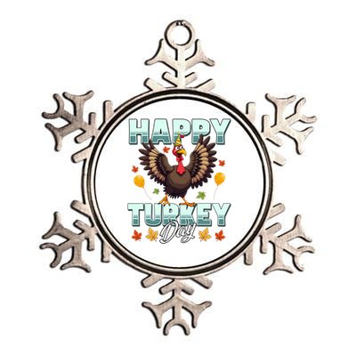 Happy Turkey Day Thanksgiving Birthday Funny Turkey Meaningful Gift Metallic Star Ornament