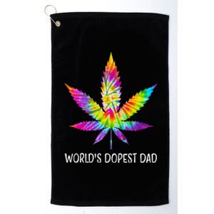 Hippie Tie Dye 420 Worlds Dopest Dad Funny Marijuana Leaf Platinum Collection Golf Towel