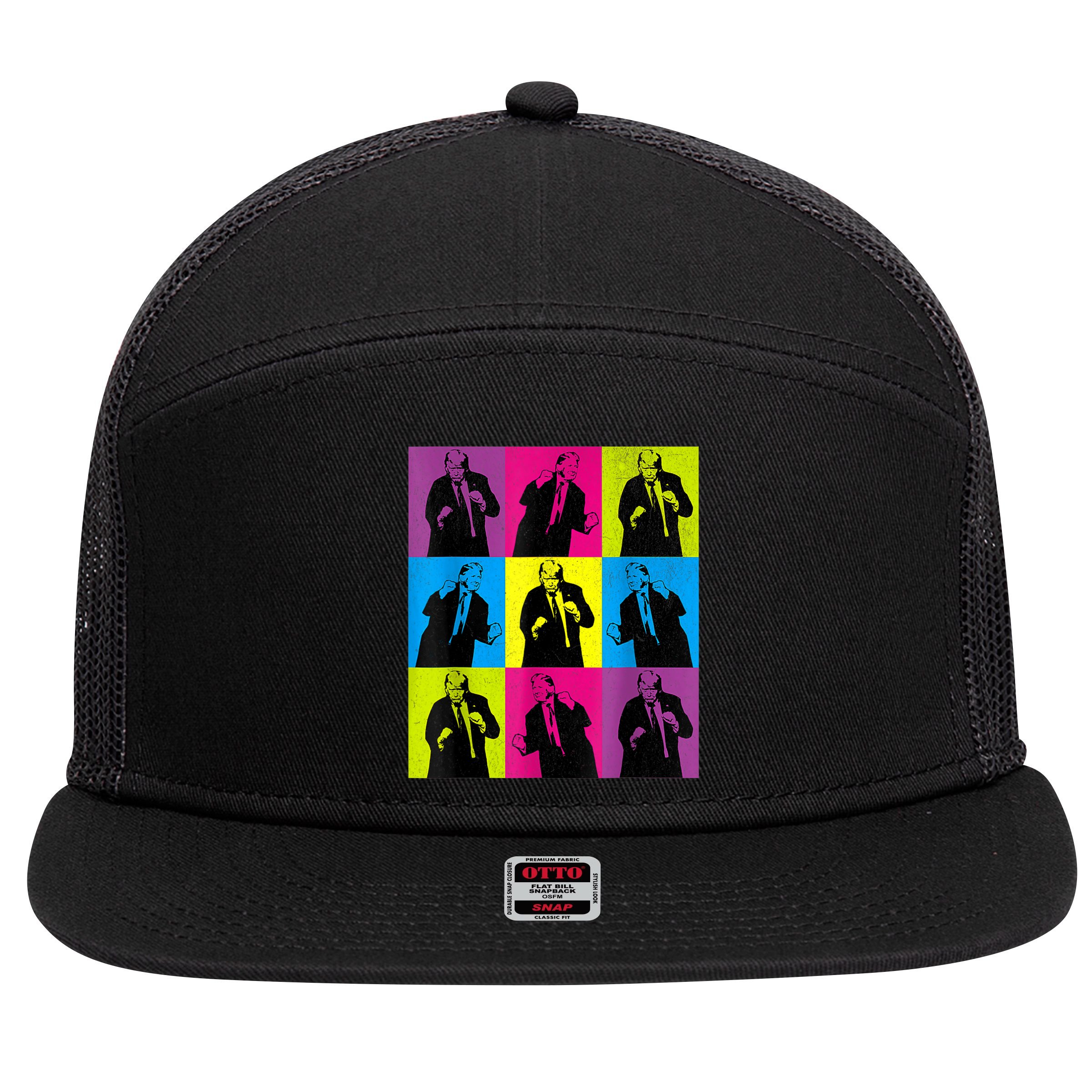 Happy Trump Dancing Pop Art Trump 7 Panel Mesh Trucker Snapback Hat