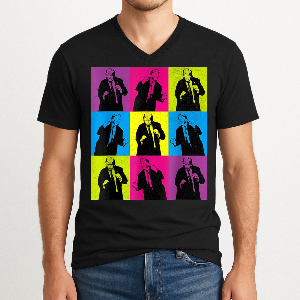 Happy Trump Dancing Pop Art Trump V-Neck T-Shirt