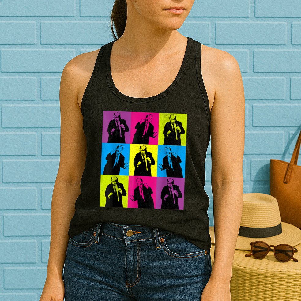 Happy Trump Dancing Pop Art Trump Womens Tank Top