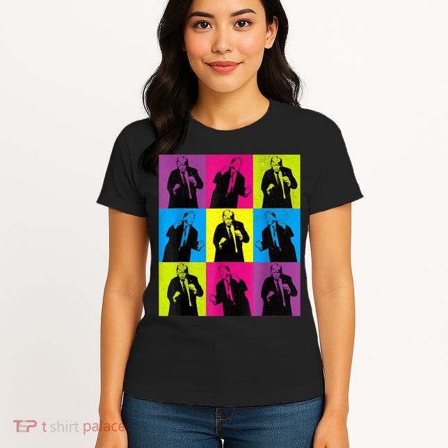 Happy Trump Dancing Pop Art Trump Womens T-Shirt
