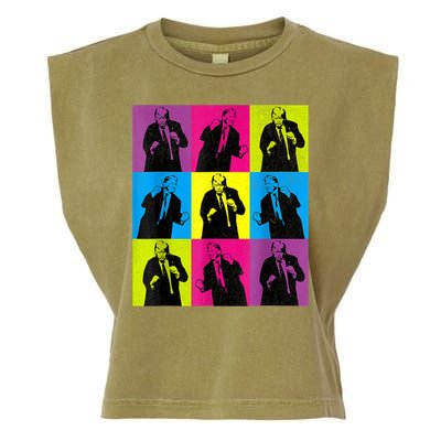 Happy Trump Dancing Pop Art Trump Garment-Dyed Women's Muscle Tee