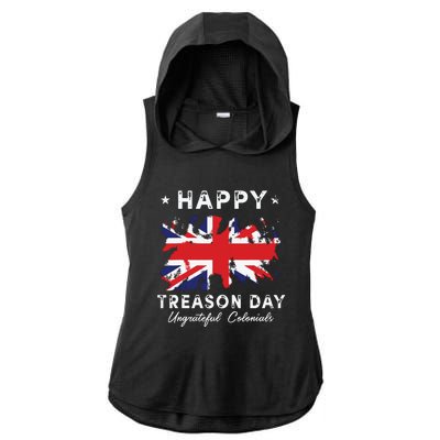 Happy Treason Day Ungrateful Colonials 4th July British Flag Ladies PosiCharge Tri-Blend Wicking Draft Hoodie Tank