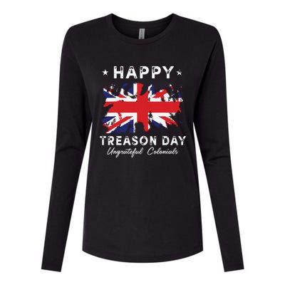 Happy Treason Day Ungrateful Colonials 4th July British Flag Womens Cotton Relaxed Long Sleeve T-Shirt