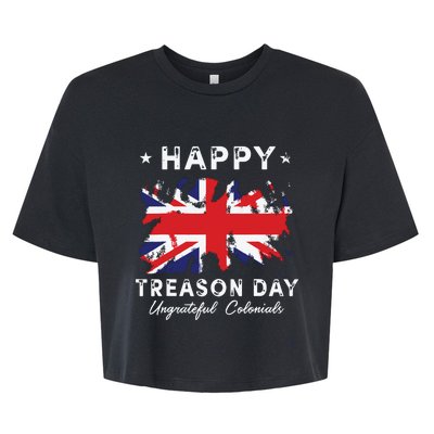 Happy Treason Day Ungrateful Colonials 4th July British Flag Bella+Canvas Jersey Crop Tee