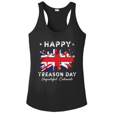 Happy Treason Day Ungrateful Colonials 4th July British Flag Ladies PosiCharge Competitor Racerback Tank