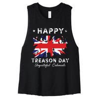 Happy Treason Day Ungrateful Colonials 4th July British Flag Women's Racerback Cropped Tank