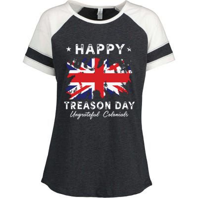 Happy Treason Day Ungrateful Colonials 4th July British Flag Enza Ladies Jersey Colorblock Tee