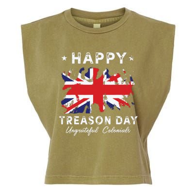 Happy Treason Day Ungrateful Colonials 4th July British Flag Garment-Dyed Women's Muscle Tee