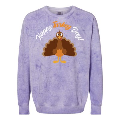 Happy Turkey Day Thanksgiving Gift Colorblast Crewneck Sweatshirt