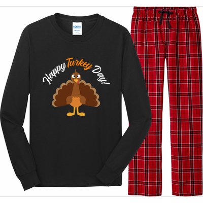 Happy Turkey Day Thanksgiving Gift Long Sleeve Pajama Set