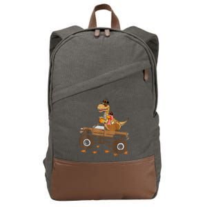 Happy Thanksgiving Dinosaur Turkey Riding Truck Kids Cotton Canvas Backpack