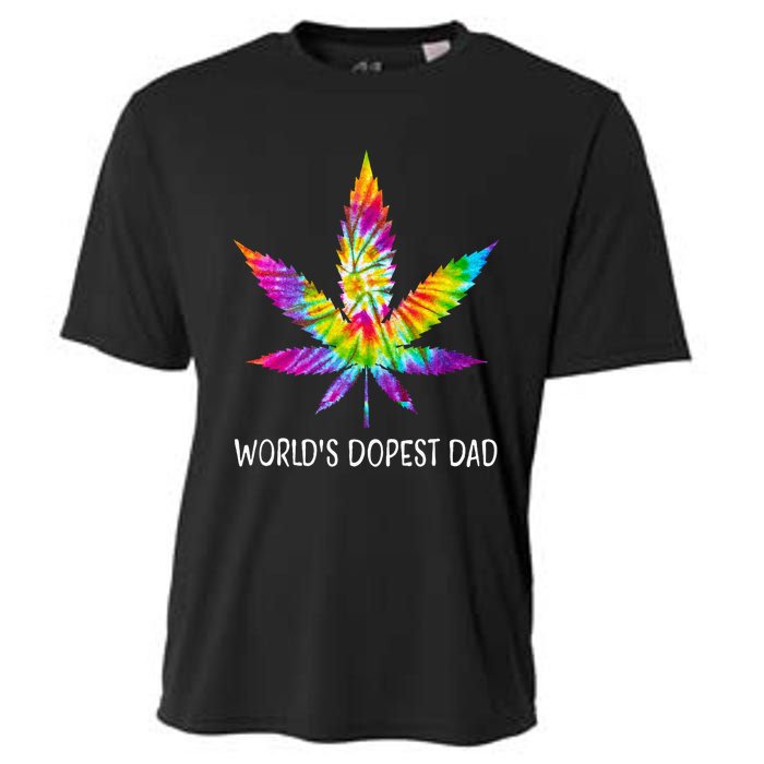 Hippie Tie Dye 420 Worlds Dopest Dad Funny Marijuana Leaf Cooling Performance Crew T-Shirt