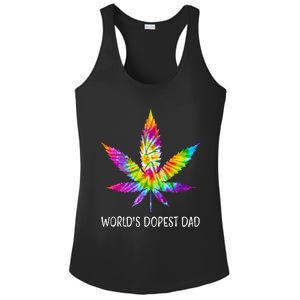 Hippie Tie Dye 420 Worlds Dopest Dad Funny Marijuana Leaf Ladies PosiCharge Competitor Racerback Tank