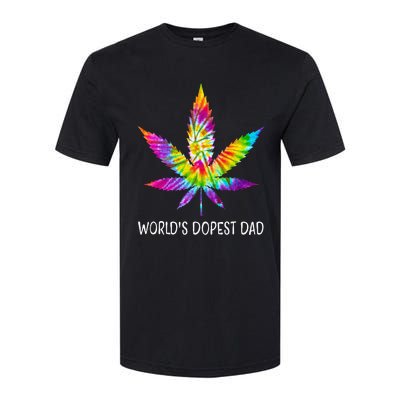 Hippie Tie Dye 420 Worlds Dopest Dad Funny Marijuana Leaf Softstyle® CVC T-Shirt