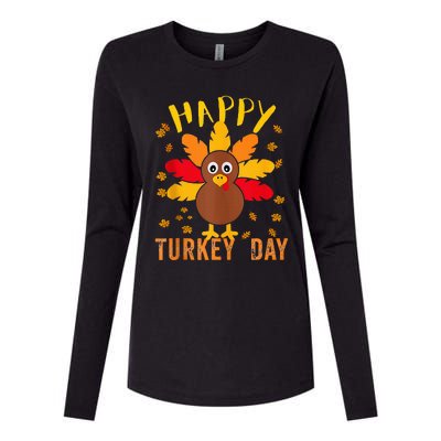 Happy Turkey Day Thanksgiving Cute Womens Cotton Relaxed Long Sleeve T-Shirt