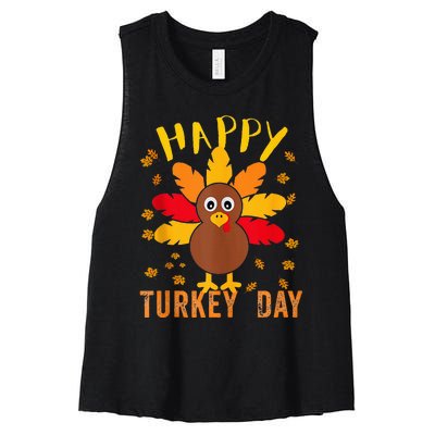 Happy Turkey Day Thanksgiving Cute Women's Racerback Cropped Tank