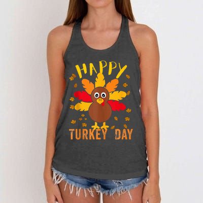 Happy Turkey Day Thanksgiving Cute Women's Knotted Racerback Tank