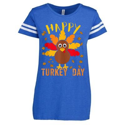 Happy Turkey Day Thanksgiving Cute Enza Ladies Jersey Football T-Shirt