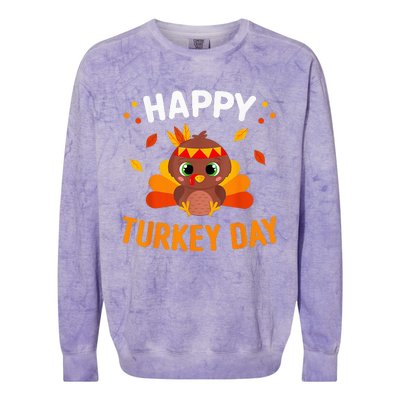 Happy Turkey Day Thanksgiving Gobble Colorblast Crewneck Sweatshirt