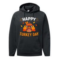 Happy Turkey Day Thanksgiving Gobble Performance Fleece Hoodie