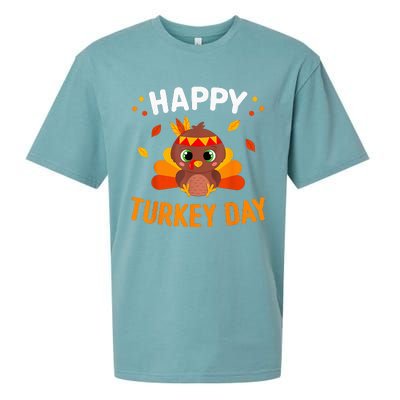 Happy Turkey Day Thanksgiving Gobble Sueded Cloud Jersey T-Shirt